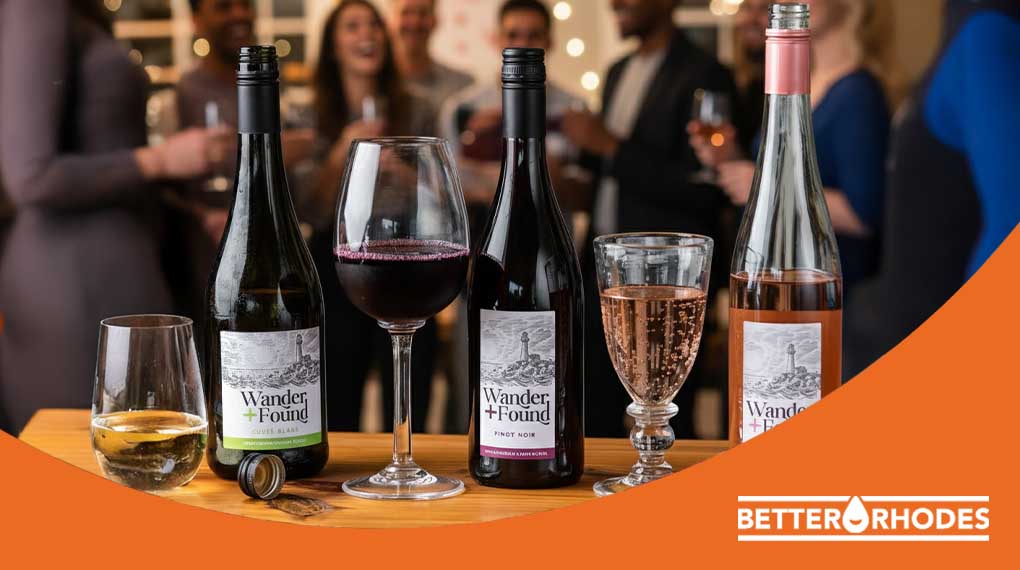Non-alcoholic wines served at a festive Christmas gathering