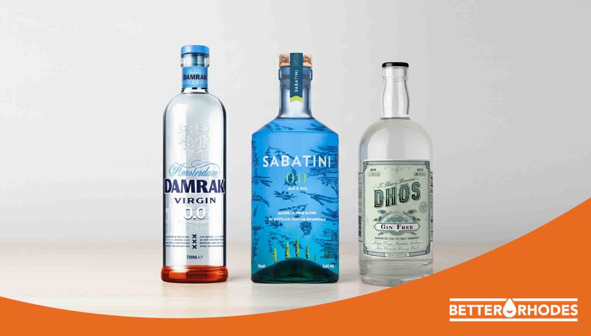 Three bottles of non-alcoholic gin