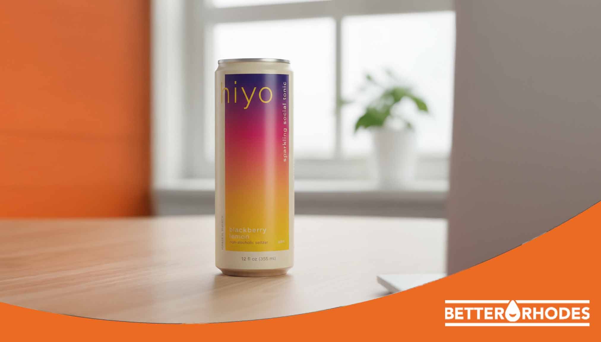 Hiyo blackberry lemon botanical non-alcoholic drink can on table