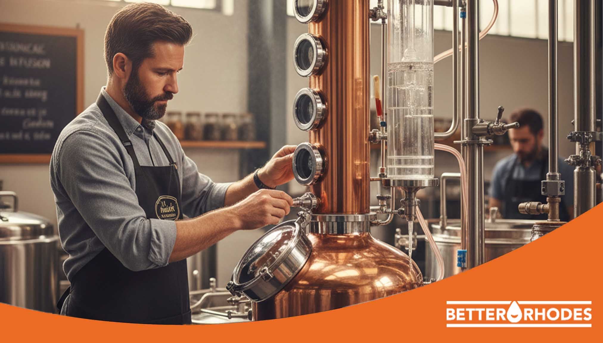 Distilling non-alcoholic spirits in a copper still