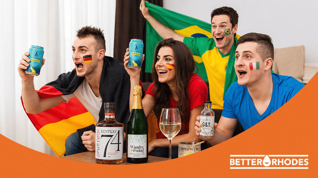 Friends watching the 2026 World Cup with non-alcoholic drinks