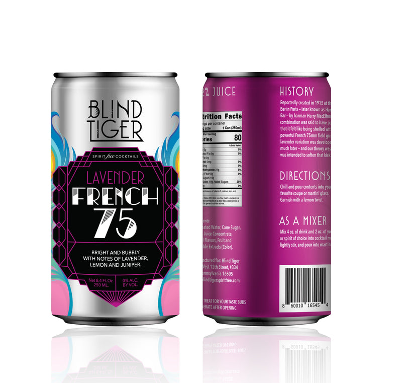 Lavender French 75 Non-Alcoholic Cocktail by Blind Tiger | 4-pack