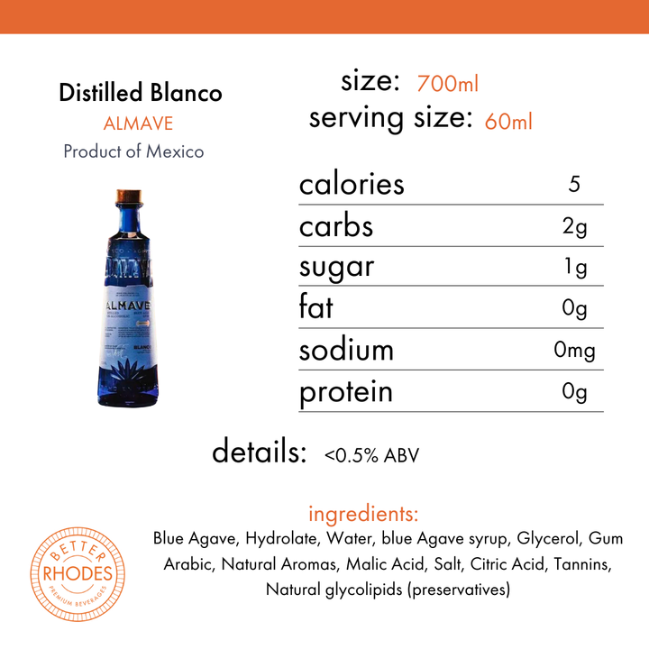 Almave Blanco Distilled Non-Alcoholic Blue Agave Spirit – Better Rhodes