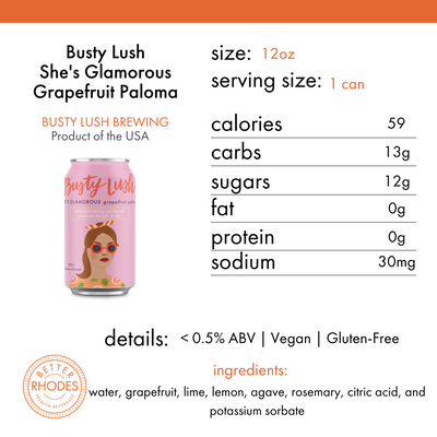 Busty Lush She's Glamorous Non-Alcoholic Grapefruit Paloma | 4-pack