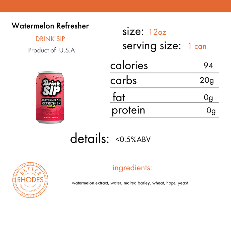 Drink Sip Non-Alcoholic Watermelon Refresher Wheat Beer | 6-pack
