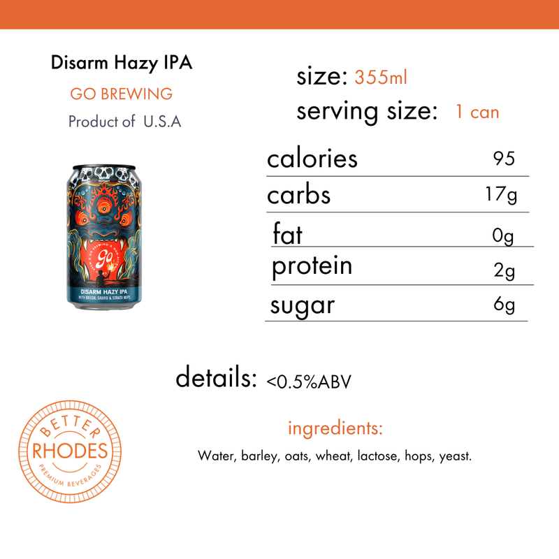 Go Brewing Non-Alcoholic Disarm Hazy IPA | 6-pack