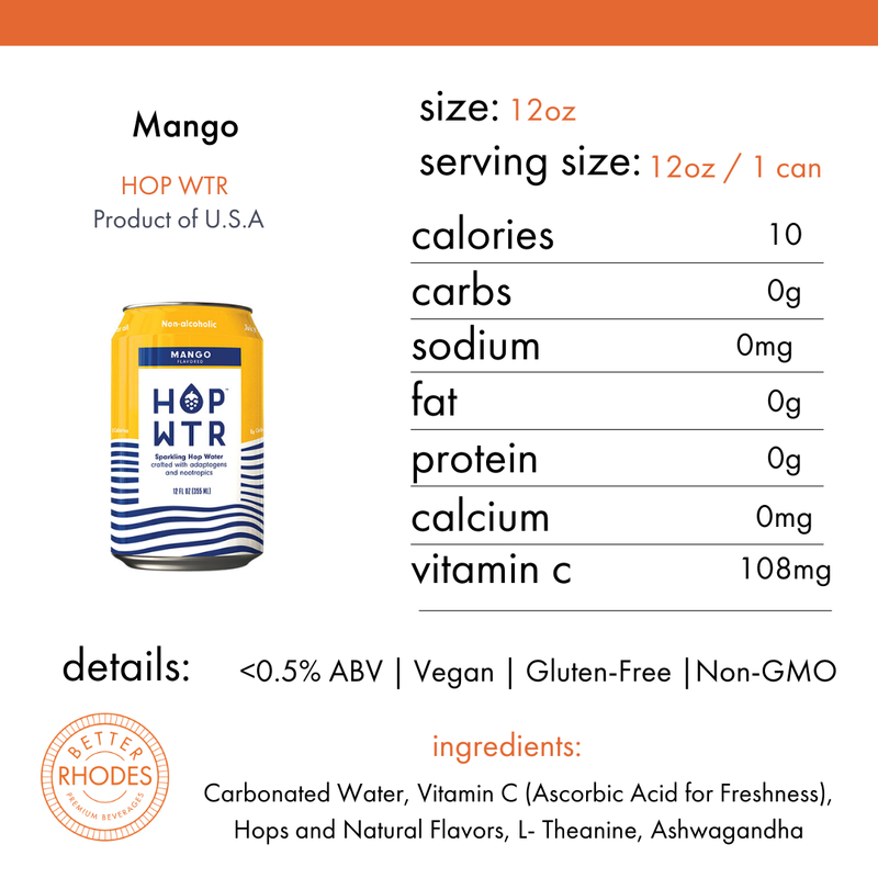 HOP WTR Alcohol-Free Mango | 12oz 6 pack