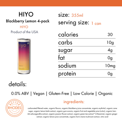 Hiyo Alcohol-Free Blackberry Lemon | 4-pack