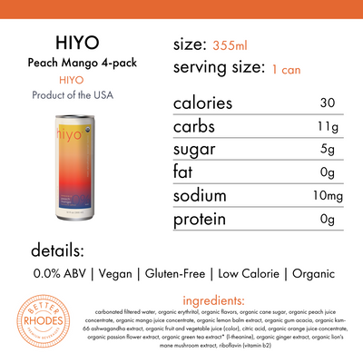 Hiyo Alcohol-Free Peach Mango | 4-pack