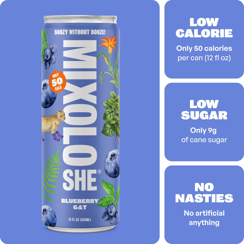 Mixoloshe Non-Alcoholic Blueberry G&T | 12-pack