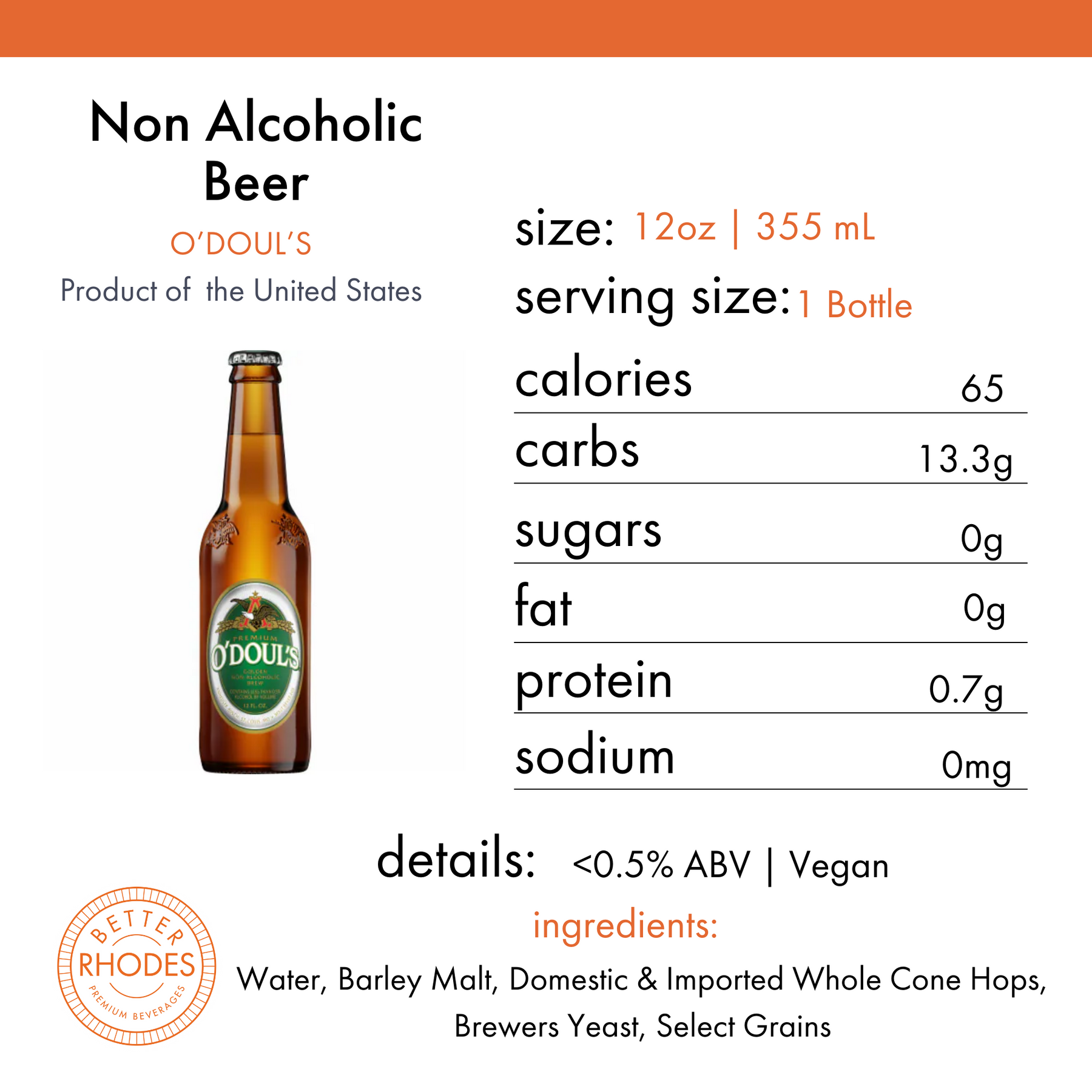 O'Doul's Non Alcoholic Beer | 6-pack – Better Rhodes