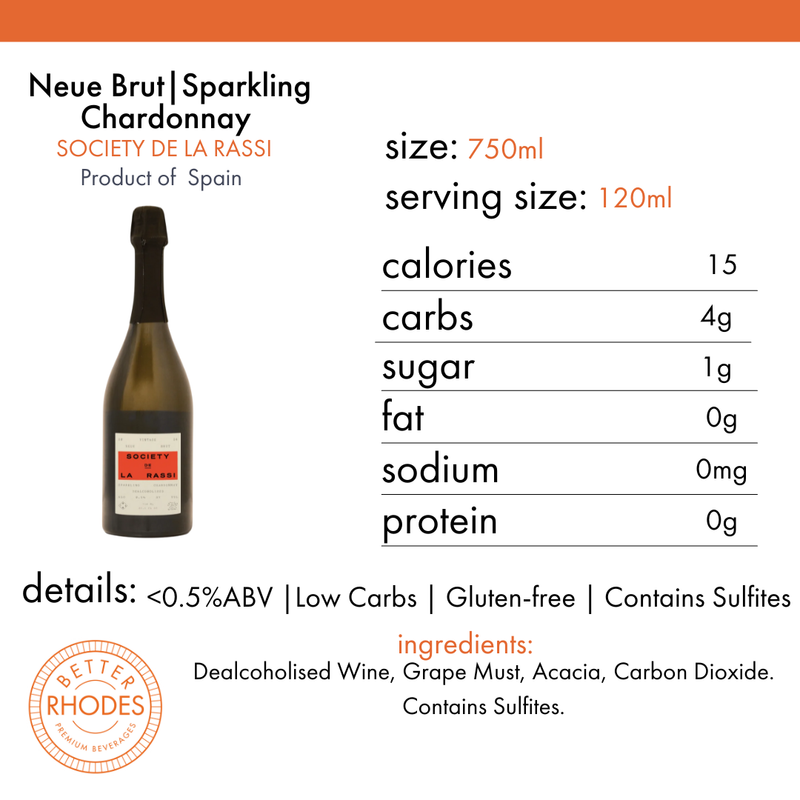 Society De La Rassi Neue Brut Non-Alcoholic Sparkling Chardonnay  | 750ml