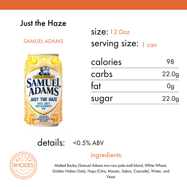 Samuel Adams Just the Haze Non-Alcoholic IPA – Better Rhodes