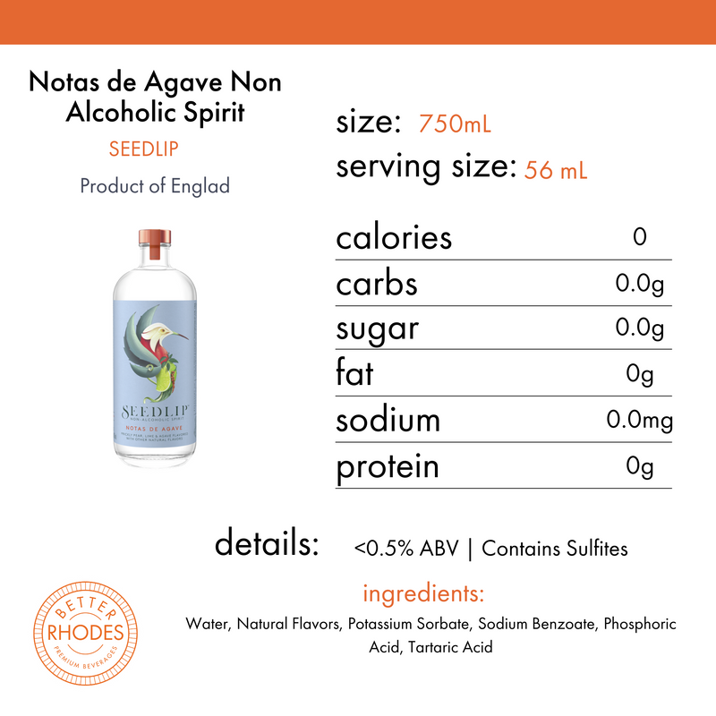 Seedlip Notas de Agave Non Alcoholic Spirit
