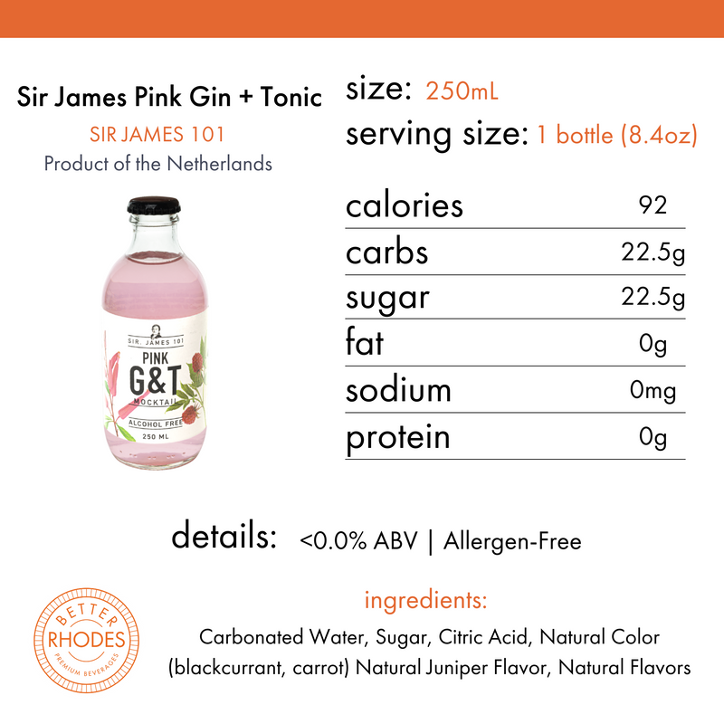 Sir. James 101 Alcohol-Free Pink Gin Tonic | 12 Bottle Party Pack