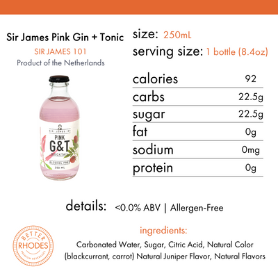 Sir. James 101 Alcohol-Free Pink Gin Tonic | 4-pack