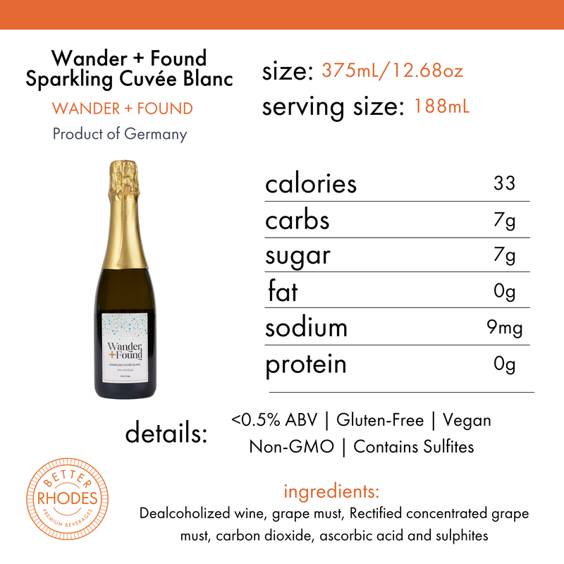 Wander + Found Non-Alcoholic Sparkling Cuvée Blanc | 375 mL bottle Packs