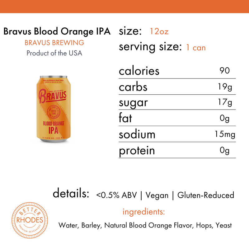 Bravus Brewing Non-Alcoholic Blood Orange IPA | 6-pack