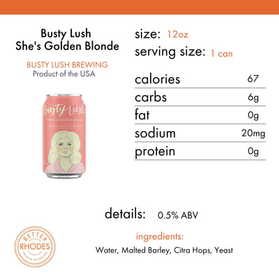 Busty Lush She's Golden Non-Alcoholic Blonde | 6-pack
